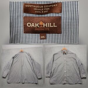 Oak Hill Wrinkle Free Shirt Men's 3XL Blue White Check Button Down Comfort Fit